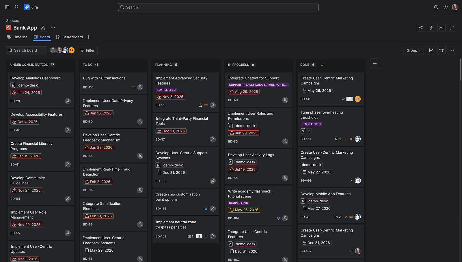 Jira team-managed board
